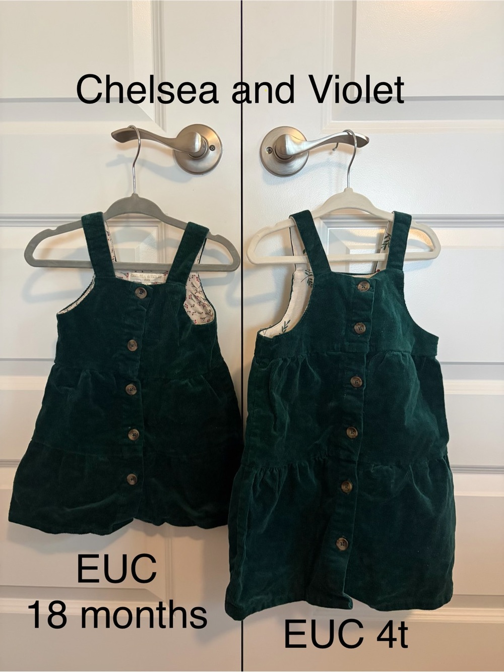 Chelsea & Violet Forest Green Corduroy Button-Front Pinafore Dress Set